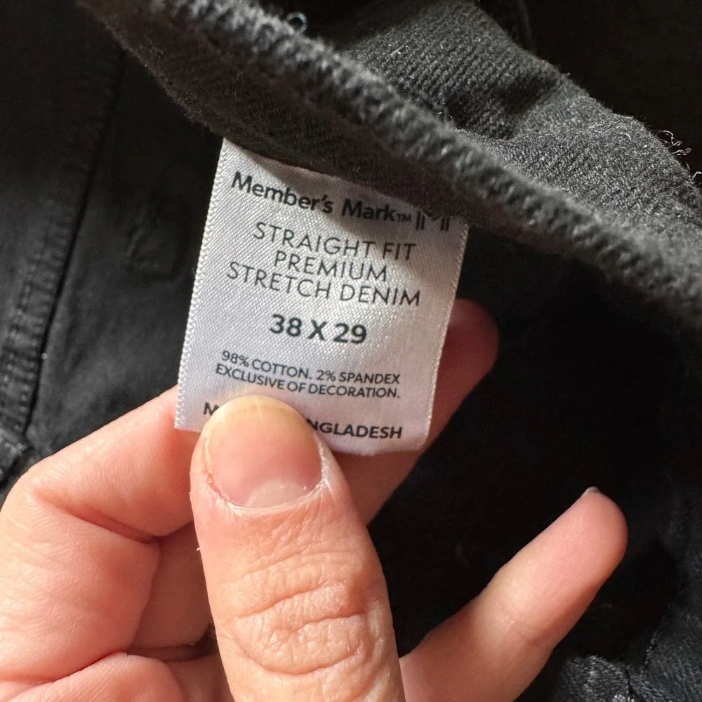 Member's Mark Mens Straight Fit Premium Stretch Denim Jeans Black 38x29 NWT‎